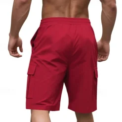 Outlet OUKU Men's Cargo Shorts Shorts Summer Shorts Drawstring Elastic Waist Multi Pocket Plain Comfort Wearable Knee Length Outdoor Sport Daily Fashion Casual Black Yellow