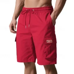 Outlet OUKU Men's Cargo Shorts Shorts Summer Shorts Drawstring Elastic Waist Multi Pocket Plain Comfort Wearable Knee Length Outdoor Sport Daily Fashion Casual Black Yellow