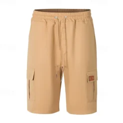 Outlet OUKU Men's Cargo Shorts Shorts Summer Shorts Drawstring Elastic Waist Multi Pocket Plain Comfort Wearable Knee Length Outdoor Sport Daily Fashion Casual Black Yellow