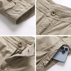 Sale OUKU Men's Cargo Shorts Shorts Summer Shorts Multi Pocket Flap Pocket Plain Comfort Wearable Knee Length Outdoor Sport Daily Fashion Casual Black Khaki