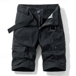 Best OUKU Men's Cargo Shorts Shorts Zipper Pocket Plain Breathable Soft Casual Weekend Fashion Streetwear Black Blue Micro-elastic