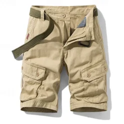 Best OUKU Men's Cargo Shorts Shorts Zipper Pocket Plain Breathable Soft Casual Weekend Fashion Streetwear Black Blue Micro-elastic