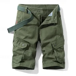 Best OUKU Men's Cargo Shorts Shorts Zipper Pocket Plain Breathable Soft Casual Weekend Fashion Streetwear Black Blue Micro-elastic