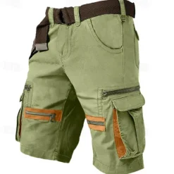 Discount OUKU Men's Cargo Shorts Shorts Casual Shorts Multi Pocket Straight Leg Fake Zipper Pocket Plain Comfort Knee Length Casual Daily Holiday Fashion Streetwear Black Green Micro-elastic