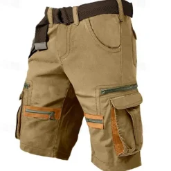 Discount OUKU Men's Cargo Shorts Shorts Casual Shorts Multi Pocket Straight Leg Fake Zipper Pocket Plain Comfort Knee Length Casual Daily Holiday Fashion Streetwear Black Green Micro-elastic