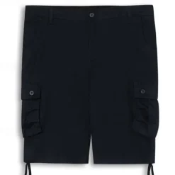 Hot OUKU Men's Cargo Shorts Shorts Casual Shorts Multi Pocket Straight Leg Plain Comfort Soft Knee Length Outdoor Casual Daily Fashion Streetwear Black Navy Blue Micro-elastic