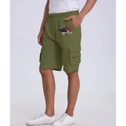 Clearance OUKU Men's Cargo Shorts Shorts Summer Shorts Drawstring Elastic Waist Multi Pocket Eagle National Flag Comfort Wearable Knee Length Outdoor Sport Daily Fashion Casual Black Navy Blue