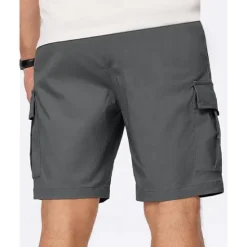 Online OUKU Men's Cargo Shorts Shorts Summer Shorts Drawstring Elastic Waist Multi Pocket Plain Comfort Wearable Knee Length Outdoor Sport Daily Fashion Casual Black Khaki