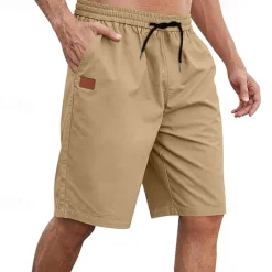 Outlet OUKU Men's Cargo Shorts Shorts Summer Shorts Work Shorts Drawstring Elastic Waist Plain Comfort Wearable Knee Length Outdoor Sport Daily Fashion Casual Black White