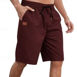 Outlet OUKU Men's Cargo Shorts Shorts Summer Shorts Work Shorts Drawstring Elastic Waist Plain Comfort Wearable Knee Length Outdoor Sport Daily Fashion Casual Black White