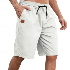 Outlet OUKU Men's Cargo Shorts Shorts Summer Shorts Work Shorts Drawstring Elastic Waist Plain Comfort Wearable Knee Length Outdoor Sport Daily Fashion Casual Black White