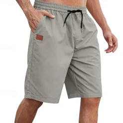 Outlet OUKU Men's Cargo Shorts Shorts Summer Shorts Work Shorts Drawstring Elastic Waist Plain Comfort Wearable Knee Length Outdoor Sport Daily Fashion Casual Black White