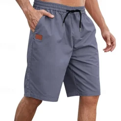 Outlet OUKU Men's Cargo Shorts Shorts Summer Shorts Work Shorts Drawstring Elastic Waist Plain Comfort Wearable Knee Length Outdoor Sport Daily Fashion Casual Black White