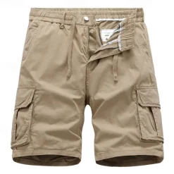 Hot OUKU Men's Cargo Shorts Shorts Summer Shorts Drawstring Elastic Waist Multi Pocket Plain Comfort Wearable Knee Length Outdoor Sport Daily Fashion Casual Black Yellow
