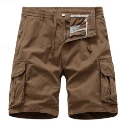 Hot OUKU Men's Cargo Shorts Shorts Summer Shorts Drawstring Elastic Waist Multi Pocket Plain Comfort Wearable Knee Length Outdoor Sport Daily Fashion Casual Black Yellow