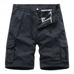 Hot OUKU Men's Cargo Shorts Shorts Summer Shorts Drawstring Elastic Waist Multi Pocket Plain Comfort Wearable Knee Length Outdoor Sport Daily Fashion Casual Black Yellow