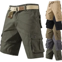 Sale OUKU Men's Cargo Shorts Shorts Hiking Shorts Multi Pocket Plain Wearable Knee Length Outdoor Casual Daily Sports Fashion Black Yellow