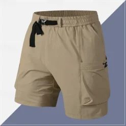 OUKU Men's Cargo Shorts Shorts Summer Shorts Drawstring Elastic Waist Multi Pocket Plain Comfort Wearable Knee Length Outdoor Sport Daily Fashion Casual Black Purple