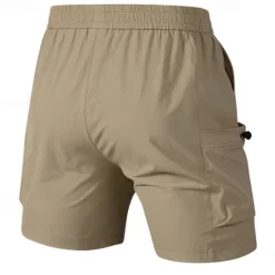 OUKU Men's Cargo Shorts Shorts Summer Shorts Drawstring Elastic Waist Multi Pocket Plain Comfort Wearable Knee Length Outdoor Sport Daily Fashion Casual Black Purple