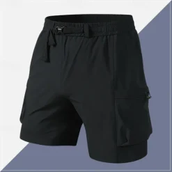 OUKU Men's Cargo Shorts Shorts Summer Shorts Drawstring Elastic Waist Multi Pocket Plain Comfort Wearable Knee Length Outdoor Sport Daily Fashion Casual Black Purple