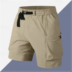 OUKU Men's Cargo Shorts Shorts Summer Shorts Drawstring Elastic Waist Multi Pocket Plain Comfort Wearable Knee Length Outdoor Sport Daily Fashion Casual Black Purple