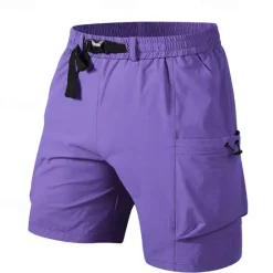 OUKU Men's Cargo Shorts Shorts Summer Shorts Drawstring Elastic Waist Multi Pocket Plain Comfort Wearable Knee Length Outdoor Sport Daily Fashion Casual Black Purple