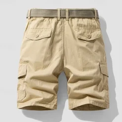 Hot OUKU Men's Cargo Shorts Shorts Summer Shorts Elastic Waist Multi Pocket Flap Pocket Plain Comfort Wearable Knee Length Outdoor Sport Daily Fashion Casual Black Blue