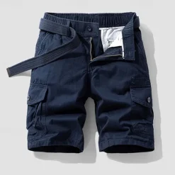 Hot OUKU Men's Cargo Shorts Shorts Summer Shorts Elastic Waist Multi Pocket Flap Pocket Plain Comfort Wearable Knee Length Outdoor Sport Daily Fashion Casual Black Blue