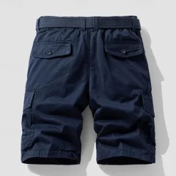 Hot OUKU Men's Cargo Shorts Shorts Summer Shorts Elastic Waist Multi Pocket Flap Pocket Plain Comfort Wearable Knee Length Outdoor Sport Daily Fashion Casual Black Blue