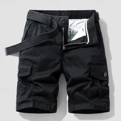 Hot OUKU Men's Cargo Shorts Shorts Summer Shorts Elastic Waist Multi Pocket Flap Pocket Plain Comfort Wearable Knee Length Outdoor Sport Daily Fashion Casual Black Blue