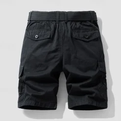 Hot OUKU Men's Cargo Shorts Shorts Summer Shorts Elastic Waist Multi Pocket Flap Pocket Plain Comfort Wearable Knee Length Outdoor Sport Daily Fashion Casual Black Blue