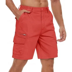 Hot OUKU Men's Cargo Shorts Shorts Summer Shorts Elastic Waist Multi Pocket Flap Pocket Plain Comfort Wearable Knee Length Outdoor Sport Daily Fashion Casual Black Yellow