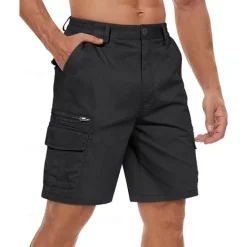 Hot OUKU Men's Cargo Shorts Shorts Summer Shorts Elastic Waist Multi Pocket Flap Pocket Plain Comfort Wearable Knee Length Outdoor Sport Daily Fashion Casual Black Yellow
