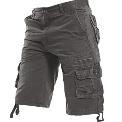 Outlet OUKU Men's Cargo Shorts Shorts Hiking Shorts Pocket Plain Comfort Breathable Knee Length Work Casual Daily Fashion Streetwear ArmyGreen turmeric