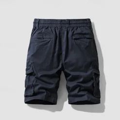 Discount OUKU Men's Cargo Shorts Shorts Summer Shorts Drawstring Elastic Waist Multi Pocket Plain Comfort Wearable Knee Length Outdoor Sport Daily Fashion Casual Black Navy Blue