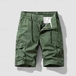 Discount OUKU Men's Cargo Shorts Shorts Summer Shorts Drawstring Elastic Waist Multi Pocket Plain Comfort Wearable Knee Length Outdoor Sport Daily Fashion Casual Black Navy Blue