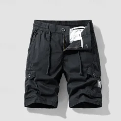 Discount OUKU Men's Cargo Shorts Shorts Summer Shorts Drawstring Elastic Waist Multi Pocket Plain Comfort Wearable Knee Length Outdoor Sport Daily Fashion Casual Black Navy Blue