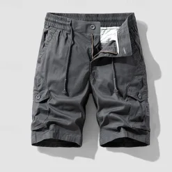 Discount OUKU Men's Cargo Shorts Shorts Summer Shorts Drawstring Elastic Waist Multi Pocket Plain Comfort Wearable Knee Length Outdoor Sport Daily Fashion Casual Black Navy Blue