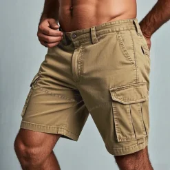 Best OUKU Men's Cargo Shorts Shorts Summer Shorts Multi Pocket Flap Pocket Plain Comfort Wearable Knee Length Outdoor Sport Daily Fashion Casual White Royal Blue