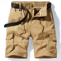OUKU Men's Cargo Shorts Shorts Summer Shorts Multi Pocket Flap Pocket Plain Comfort Wearable Knee Length Outdoor Sport Daily Fashion Casual Black Yellow