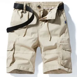 OUKU Men's Cargo Shorts Shorts Summer Shorts Multi Pocket Flap Pocket Plain Comfort Wearable Knee Length Outdoor Sport Daily Fashion Casual Black Yellow