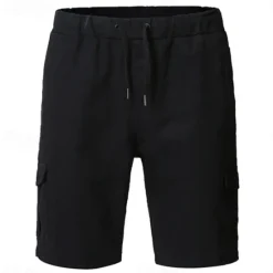 Best OUKU Men's Cargo Shorts Shorts Bermuda shorts Drawstring Multi Pocket Plain Outdoor Sports Knee Length Outdoor Daily Fashion Casual Slim Black Navy Blue Inelastic