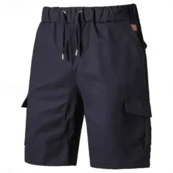 Best OUKU Men's Cargo Shorts Shorts Bermuda shorts Drawstring Multi Pocket Plain Outdoor Sports Knee Length Outdoor Daily Fashion Casual Slim Black Navy Blue Inelastic