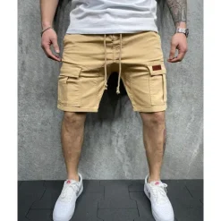 Sale OUKU Men's Cargo Shorts Shorts Work Shorts Multi Pocket Plain Wearable Short Outdoor Daily Going out Fashion Classic Black Yellow