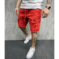 Sale OUKU Men's Cargo Shorts Shorts Work Shorts Multi Pocket Plain Wearable Short Outdoor Daily Going out Fashion Classic Black Yellow