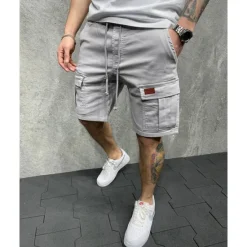 Sale OUKU Men's Cargo Shorts Shorts Work Shorts Multi Pocket Plain Wearable Short Outdoor Daily Going out Fashion Classic Black Yellow