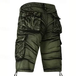 New OUKU Men's Cargo Shorts Shorts Buttons Multi Pocket Plain Wearable Short Outdoor Daily Going out Fashion Classic Black Army Green