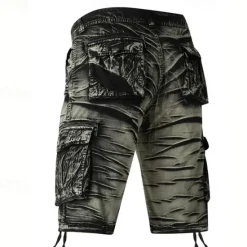 New OUKU Men's Cargo Shorts Shorts Buttons Multi Pocket Plain Wearable Short Outdoor Daily Going out Fashion Classic Black Army Green