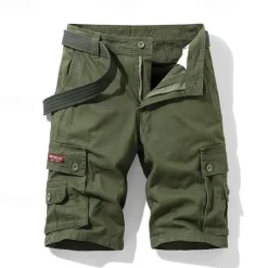 Outlet OUKU Men's Cargo Shorts Shorts Buttons Multi Pocket Plain Wearable Short Outdoor Daily Going out Fashion Classic Black Army Green