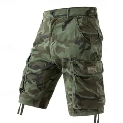 Outlet OUKU Men's Cargo Shorts Shorts Summer Shorts Multi Pocket Flap Pocket Camo Comfort Wearable Knee Length Outdoor Sport Daily Fashion Casual Khaki Army Green